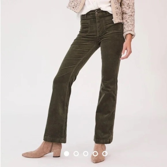 Pilcro Anthropologie Corduroy Trouser Bootcut Pants in Moss Green, Size 28 - Picture 1 of 10